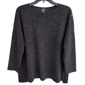 Clara Sunwoo | Dark Gray Cozy Texture Vented Sweater Tunic Soft & Stretchy